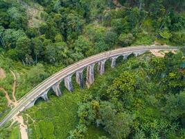 Aerial view of Nine Arch Bridge a very picturesque spot in Ella, Sri Lanka. photo