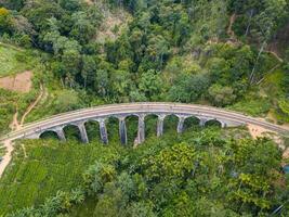 Aerial view of Nine Arch Bridge a very picturesque spot in Ella, Sri Lanka. photo