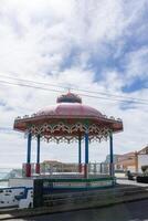 Porto Judeu, Third Island, Azores, Portugal. March 12, 2024. Vibrant gazebo in Porto Judeu, Terceira Island, Azores, offering a colorful backdrop for your projects. photo