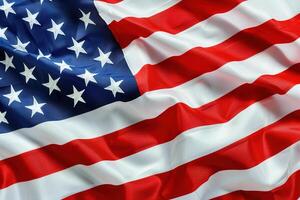 Fragment of a fluttering American flag. Flag of USA background. photo