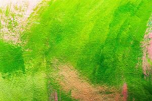 A fragment of colorful graffiti painted on a wall. Abstract urban background. Spray painting art. photo