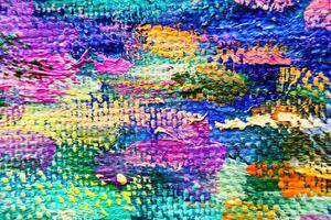 Colorful abstract oil painting art background. Texture of canvas and oil. photo