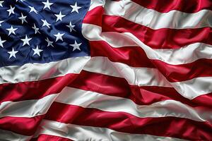 Fragment of a fluttering American flag. Flag of USA background. photo