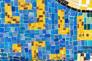 Close-up view of beautiful colorful decorative mosaic tiles. Abstract background. photo