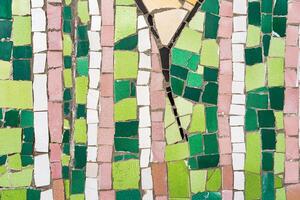 Close-up view of beautiful colorful decorative mosaic tiles. Abstract background. photo