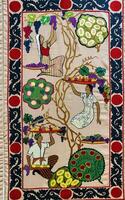 Colorful vintage rug made by hand. Oriental needlework of the 19th century. Abstract background. photo