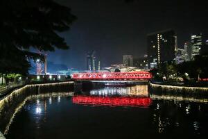 Singapore, 2024 - Colorful of Clarke Quay in downtown Singapore at night photo