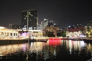 Singapore, 2024 - Colorful of Clarke Quay in downtown Singapore at night photo