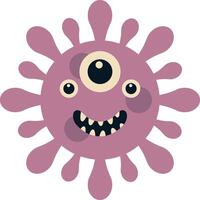 Cute Cartoon Bacteria and Virus Character. in Flat Style. Isolated Illustration vector