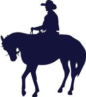 Cowboy Silhouette with Horse. Isolated on White Background vector