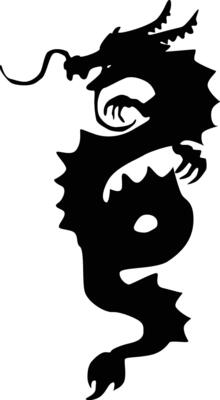 Black Silhouette of Chinese Dragon. Symbol of Chinese New Year 2024