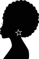 Black History Month Women's Silhouette. Isolated Black Silhouette with Accessories vector