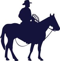 Cowboy Silhouette with Horse. Isolated on White Background vector