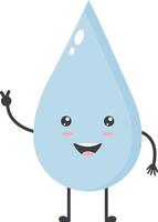 Cute Water Drop Character with Happy and Smile Mood. Isolated Icon vector