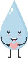 Cute Water Drop Character with Happy and Smile Mood. Isolated Icon vector