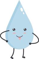 Cute Water Drop Character with Happy and Smile Mood. Isolated Icon vector