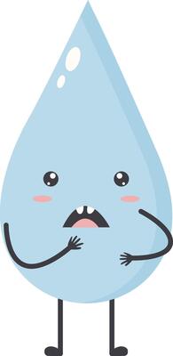Cute Water Drop Character with Happy and Smile Mood. Isolated Icon