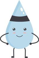 Cute Water Drop Character with Happy and Smile Mood. Isolated Icon vector