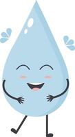 Cute Water Drop Character with Happy and Smile Mood. Isolated Icon vector