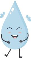 Cute Water Drop Character with Happy and Smile Mood. Isolated Icon vector