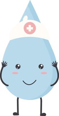 Cute Water Drop Character with Happy and Smile Mood. Isolated Icon
