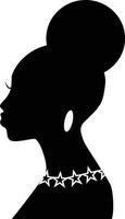 Black History Month Women's Silhouette. Isolated Black Silhouette with Accessories vector
