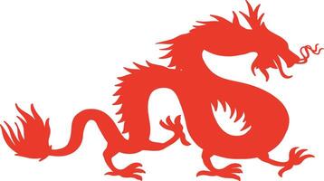 Red Chinese Dragon Silhouette with Flat Design and Shapes. Chinese Zodiac on 2024 Chinese New Year vector