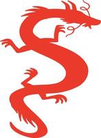 Red Chinese Dragon Silhouette with Flat Design and Shapes. Chinese Zodiac on 2024 Chinese New Year vector