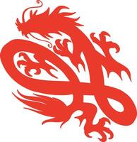 Red Chinese Dragon Silhouette with Flat Design and Shapes. Chinese Zodiac on 2024 Chinese New Year vector