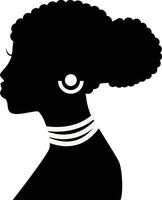 Black History Month Women's Silhouette. Isolated Black Silhouette with Accessories vector