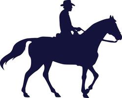 Cowboy Silhouette with Horse. Isolated on White Background vector