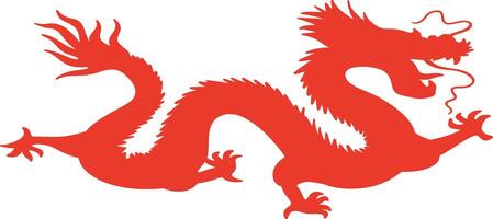 Red Chinese Dragon Silhouette with Flat Design and Shapes. Chinese Zodiac on 2024 Chinese New Year vector