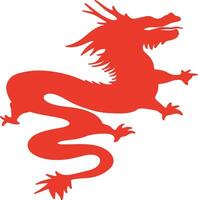 Red Chinese Dragon Silhouette with Flat Design and Shapes. Chinese Zodiac on 2024 Chinese New Year vector