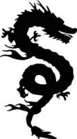 Black Silhouette of Chinese Dragon. Symbol of Chinese New Year 2024 vector