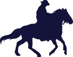 Cowboy Silhouette with Horse. Isolated on White Background vector