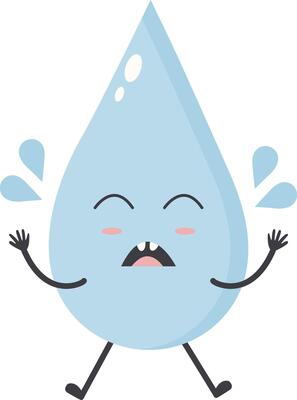 Cute Water Drop Character with Happy and Smile Mood. Isolated Icon