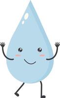 Cute Water Drop Character with Happy and Smile Mood. Isolated Icon vector