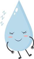 Cute Water Drop Character with Happy and Smile Mood. Isolated Icon vector