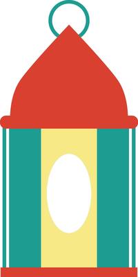 Ramadan Kareem Lantern Icon with Flat Cartoon Design. Arabic Lantern for Template Background