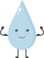 Cute Water Drop Character with Happy and Smile Mood. Isolated Icon vector