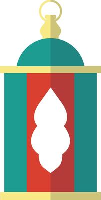 Ramadan Kareem Lantern Icon with Flat Cartoon Design. Arabic Lantern for Template Background