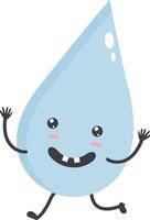 Cute Water Drop Character with Happy and Smile Mood. Isolated Icon vector