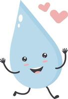 Cute Water Drop Character with Happy and Smile Mood. Isolated Icon vector