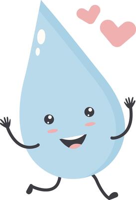 Cute Water Drop Character with Happy and Smile Mood. Isolated Icon