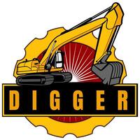 excavadoras logo icono diseño vector