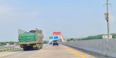 Batang, Indonesia on March 8 2023. The Kalikuto Bridge is the new icon of the Semarang Batang Toll Road. T photo