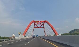 Batang, Indonesia on March 8 2023. The Kalikuto Bridge is the new icon of the Semarang Batang Toll Road. T photo