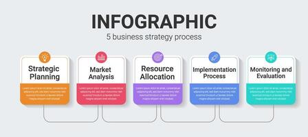 Infographic 5 business strategy process with icons. Modern 5 steps or options business infographic. vector