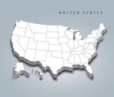 3D Map of United state of america with region vector