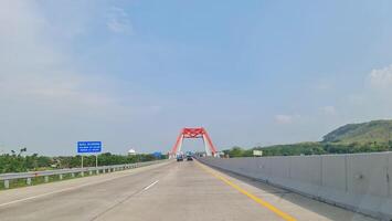 Batang, Indonesia on March 8 2023. The Kalikuto Bridge is the new icon of the Semarang Batang Toll Road. T photo